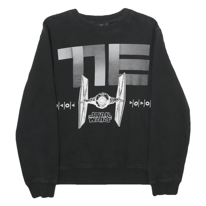 STAR WARS Mens Black Sweatshirt S Crew Neck Starfighter Graphic Cotton Pullover