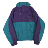 Womens Purple & Teal Zip Up Polyester Blend Outdoor Jacket XL Plain Retro