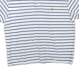 POLO RALPH LAUREN Womens White & Navy Blue Striped Short Sleeve Polo Shirt M