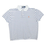POLO RALPH LAUREN Womens White & Navy Blue Striped Short Sleeve Polo Shirt M
