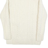 Womens White Plain Jumper Chunky Knit Roll Neck S Cable Knit Comfortable Warm