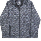 ASICS Mens Grey & Blue Quilted Hooded Jacket M Polyester Zip Casual Outdoor