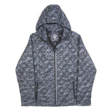 ASICS Mens Grey & Blue Quilted Hooded Jacket M Polyester Zip Casual Outdoor