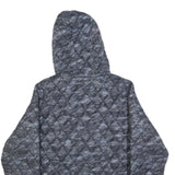 ASICS Mens Grey & Blue Quilted Hooded Jacket M Polyester Zip Casual Outdoor