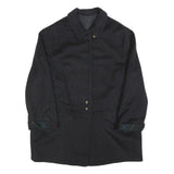 Womens Black Wool Blend Button Jacket L Plain Classic Button Closure