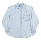 LEE Mens Blue Denim Shirt L Cotton Button Pocket Casual Lightweight