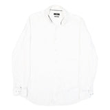 BOSS Mens White Plain Cotton Blend Shirt M Classic Formal Button Collar