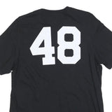 ADIDAS Mens Black & Red Prep Baseball Report Graphic T-Shirt L Short Sleeve Crew