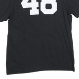 ADIDAS Mens Black & Red Prep Baseball Report Graphic T-Shirt L Short Sleeve Crew