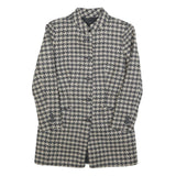 Womens Black & White Houndstooth Button Jacket S Woven Classic Tailored