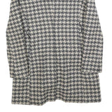 Womens Black & White Houndstooth Button Jacket S Woven Classic Tailored