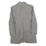 Womens Black & White Houndstooth Button Jacket S Woven Classic Tailored