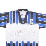 MARKA SPORT Mens Blue & Black & White Signed Graphic T-Shirt L Short Sleeve