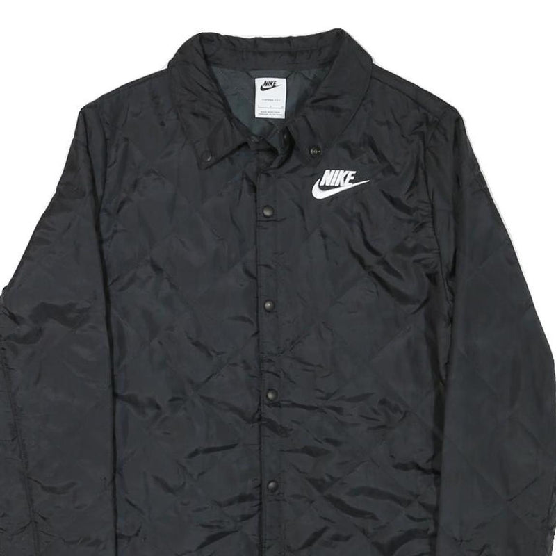 NIKE Boys Black L Performance Jacket Polyester Blend Button Closure Quilted