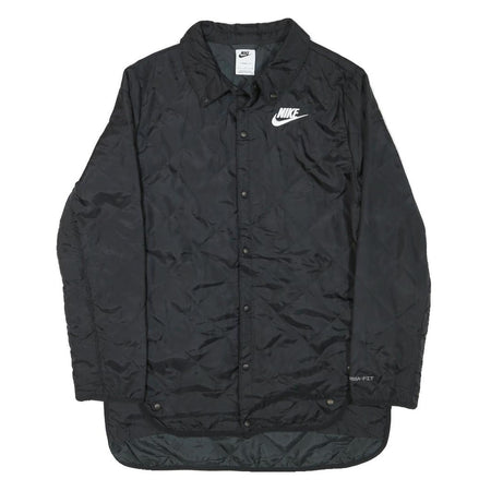 NIKE Boys Black L Performance Jacket Polyester Blend Button Closure Quilted