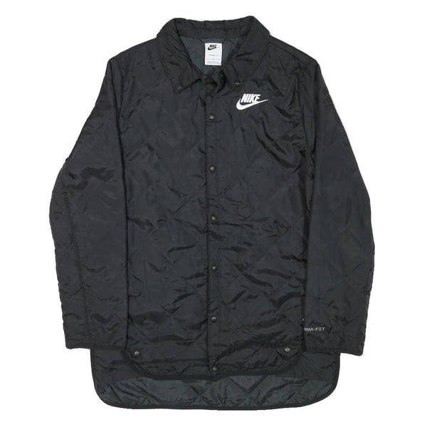 NIKE Boys Black L Performance Jacket Polyester Blend Button Closure Quilted