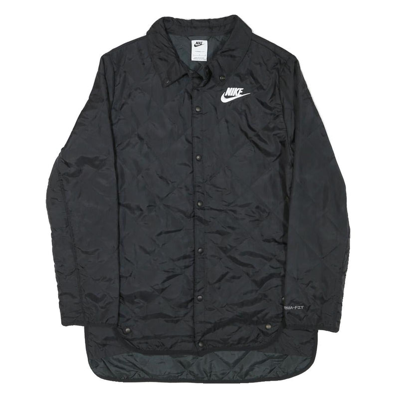 NIKE Boys Black L Performance Jacket Polyester Blend Button Closure Quilted