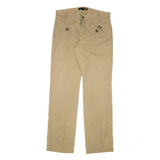 JUST CAVALLI Mens Cotton Blend Beige Regular Trousers W34 L34 Casual Zip Closure