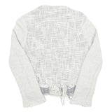 Womens White Textured Button Jacket UK 6 Polyester Blend Knit Classic Outerwear