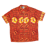 KENNINGTON Mens Orange Hawaiian Shirt L Floral Pattern Relaxed Fit Summer Casual