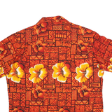 KENNINGTON Mens Orange Hawaiian Shirt L Floral Pattern Relaxed Fit Summer Casual