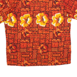 KENNINGTON Mens Orange Hawaiian Shirt L Floral Pattern Relaxed Fit Summer Casual