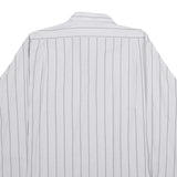 Mens White & Black Striped Casual Shirt 2XL Cotton Blend Classic Comfort