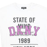 DKNY Womens White Graphic T-Shirt M Short Sleeve Crew Neck Cotton Blend
