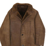 DUBLANC Mens Brown Suede Button Jacket L Shearling Classic