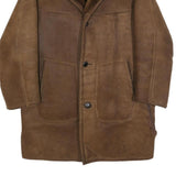 DUBLANC Mens Brown Suede Button Jacket L Shearling Classic