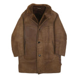 DUBLANC Mens Brown Suede Button Jacket L Shearling Classic