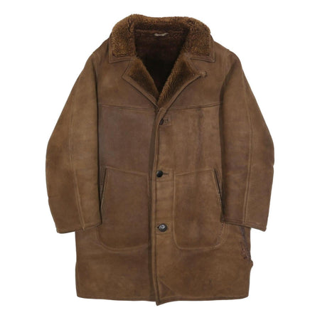 DUBLANC Mens Brown Suede Button Jacket L Shearling Classic
