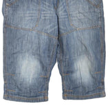 Mens Blue Denim Casual Shorts L W38 Cotton Blend Comfortable Fit Pocketed