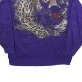 SASSY SPORT Womens Purple Leopard Print Crew Neck XL Animal Graphic Sweatshirt