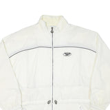 REEBOK Womens White Zip Up Jacket L Polyester Blend Plain Casual Activewear