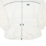 REEBOK Womens White Zip Up Jacket L Polyester Blend Plain Casual Activewear