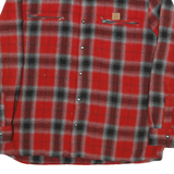 Mens Red & Black Checked Long Sleeve Shirt L Zipper Pockets Polyester Blend
