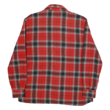 Mens Red & Black Checked Long Sleeve Shirt L Zipper Pockets Polyester Blend