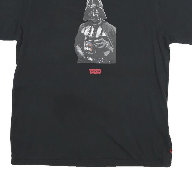 LEVI'S Boys Black Star Wars Darth Vader Graphic T-Shirt L Short Sleeve Crew Neck