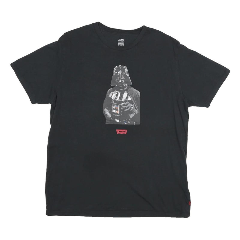 LEVI'S Boys Black Star Wars Darth Vader Graphic T-Shirt L Short Sleeve Crew Neck