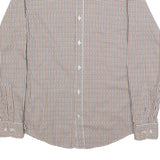 BOSS HUGO BOSS Mens Brown & Blue Check Shirt S Cotton Formal Button Collar
