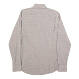 BOSS HUGO BOSS Mens Brown & Blue Check Shirt S Cotton Formal Button Collar