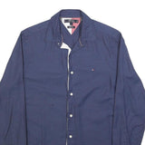 TOMMY HILFIGER Mens Navy Blue Casual Shirt S Cotton Blend Regular Fit