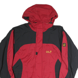 JACK WOLFSKIN Womens Red & Black Outdoor Jacket L Polyester Zip Hooded