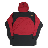 JACK WOLFSKIN Womens Red & Black Outdoor Jacket L Polyester Zip Hooded