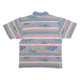 BELFE Mens Blue & Green Floral Short Sleeve Polo Shirt M Cotton Blend Jersey