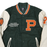 FSBN Mens Green & Cream World Series Championship Wool Blend Varsity Jacket XL