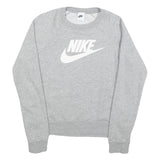 NIKE Womens Grey Crew Neck Sweatshirt S Cotton Pullover Comfort Casual