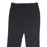 Womens Black Cotton Regular Fit Straight Leg Trousers W36 L32 Classic Zip