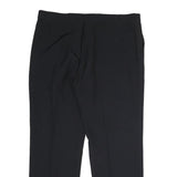 Womens Black Cotton Regular Fit Straight Leg Trousers W36 L32 Classic Zip